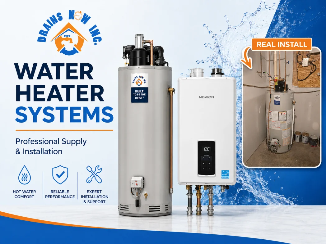 Drains Now Inc. providing water heaters & tankless in Brantford, Ontario